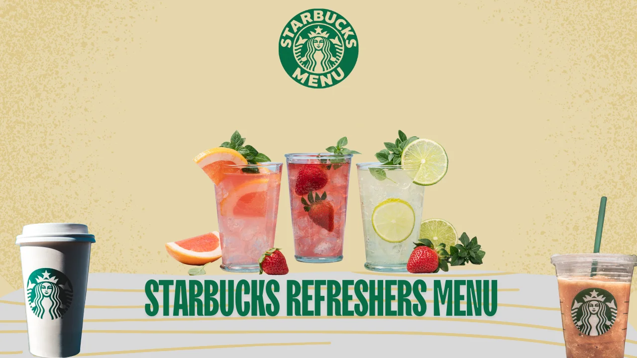A colorful lineup of Starbucks Refreshers, featuring vibrant fruit flavors and energizing green coffee extract. Try one today! Refreshers Menu